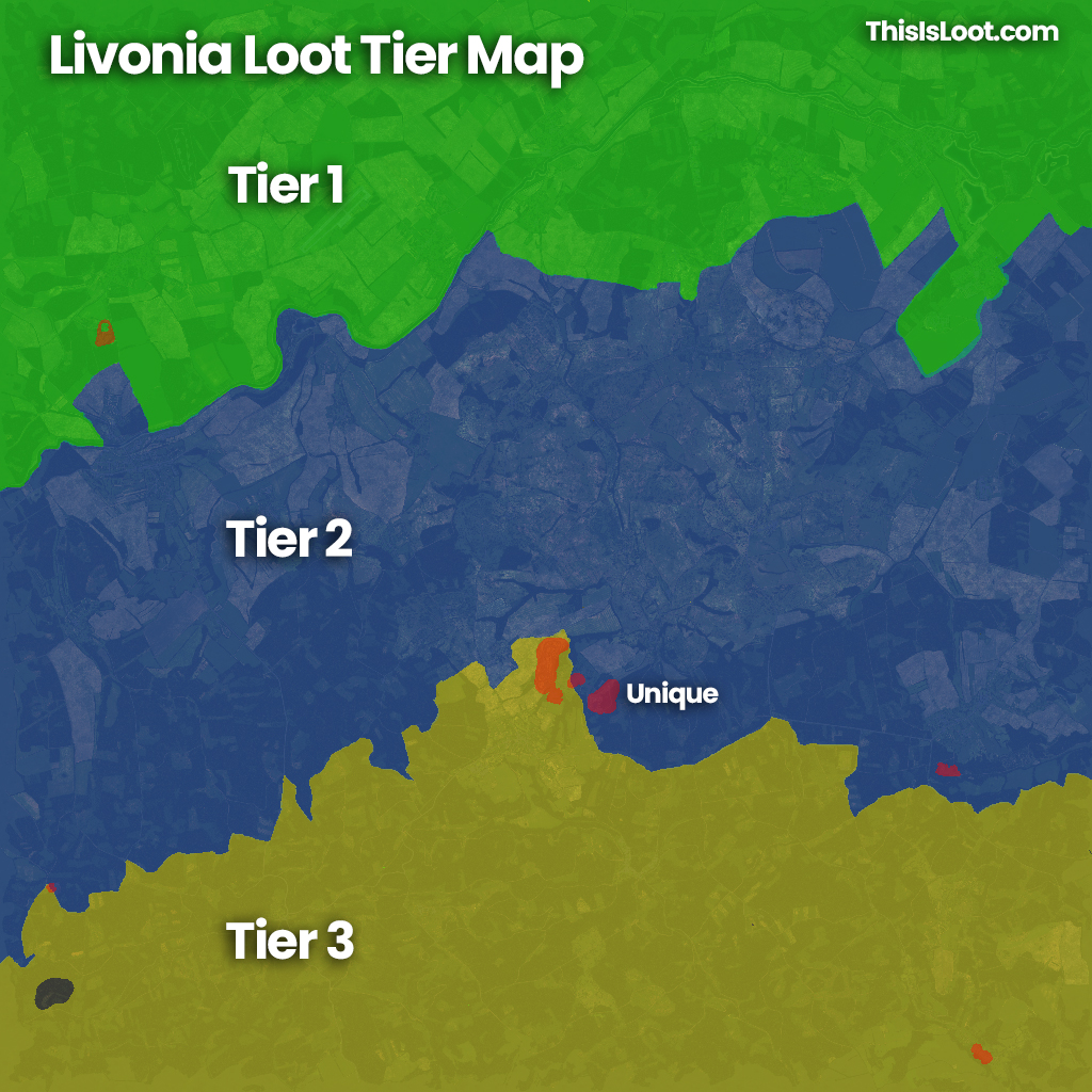 A map of DayZ's Livonia.